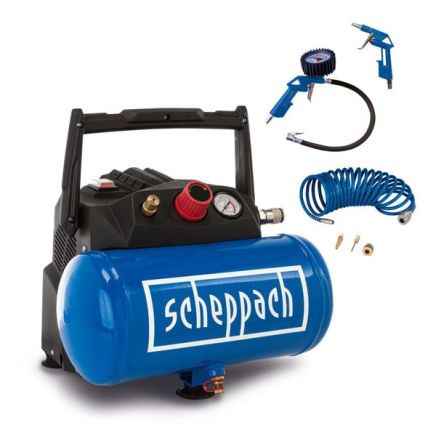 Scheppach HC06 Air Compressor, 1200W, 6L, 8 Bar, 200L/min, Accessory Kit